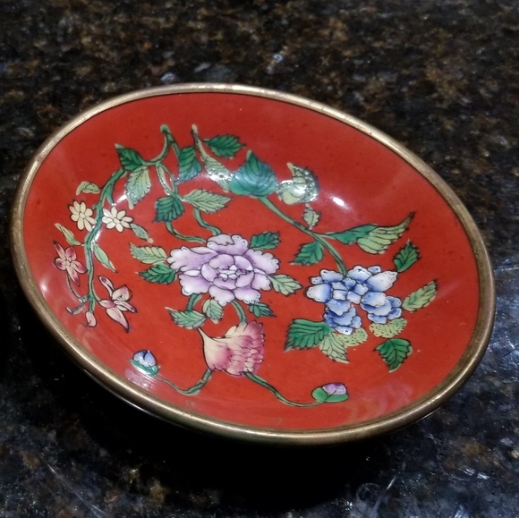 TFF Accents Vintage Tff Handpainted Japanese Porcelain Ware Brass